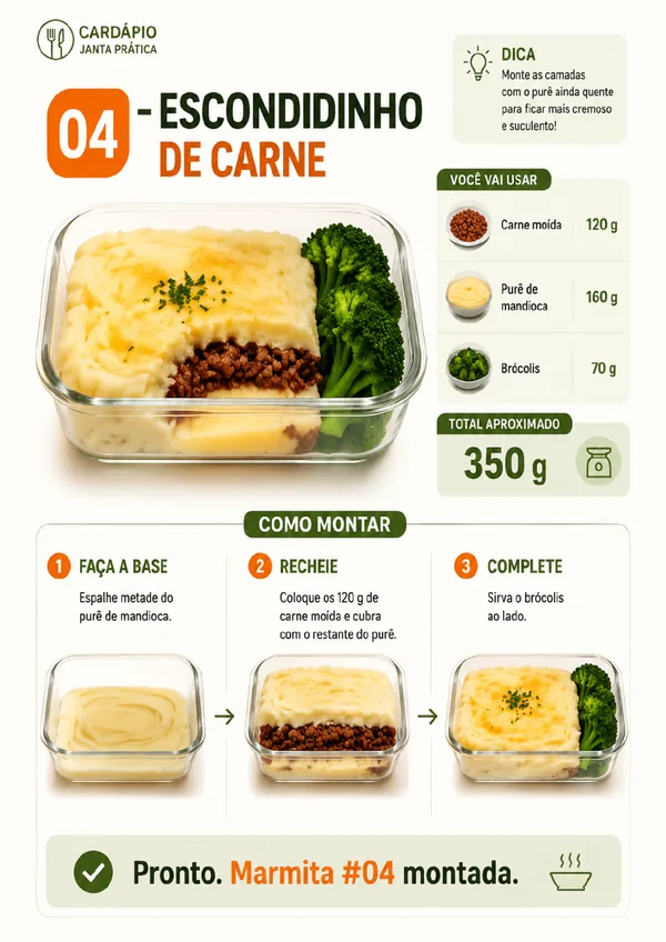 Combinação escondidinho de carne