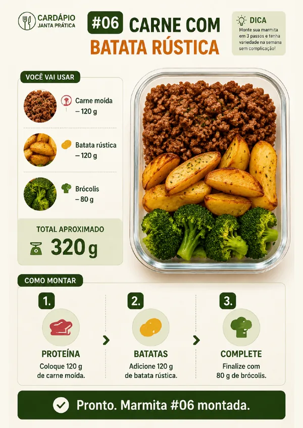 Combinação carne com batata rústica