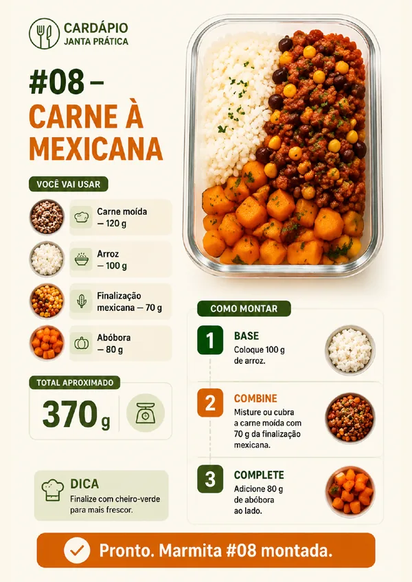 Combinação carne à mexicana