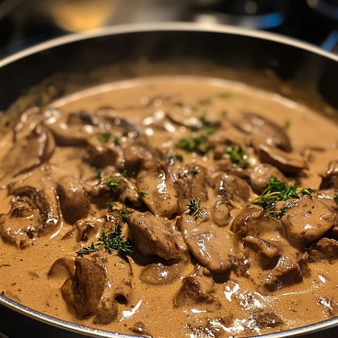 Carne com molho de cogumelos