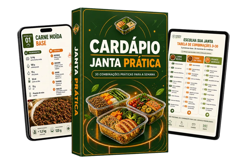 Mockup do Cardápio Janta Prática no celular e tablet