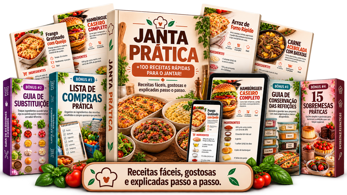 Janta Prática com livro digital, celular, tablet, receitas e quatro bônus
